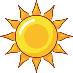 Vector Illustration of Sun with Stylized Rays – Radiant Sun Design for Weather Icons, Summer Projects, and Seasonal Graphic Elements