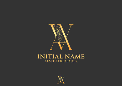 Letter AV Beauty Logo with Flourish Ornament Luxury
