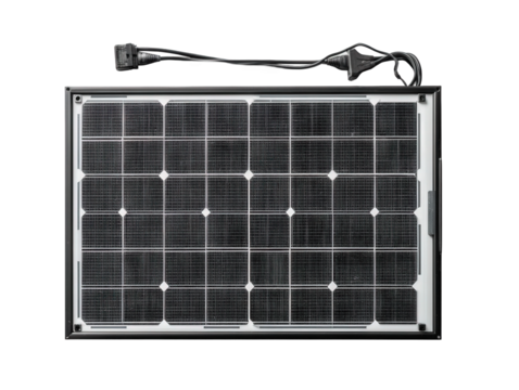 A solar panel with cables isolated over png transparent background	