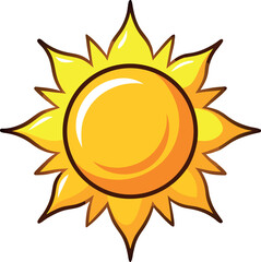 Vector Illustration of Sun with Stylized Rays – Radiant Sun Design for Weather Icons, Summer Projects, and Seasonal Graphic Elements