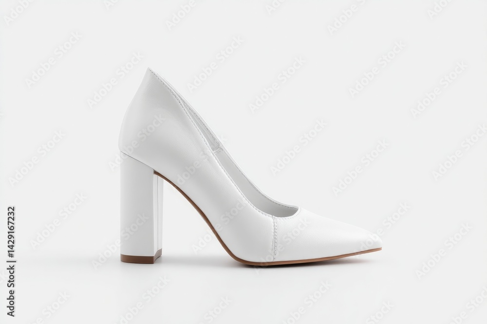 Poster minimalistic display of modern shoe trends isolated on white background with abundant copy space