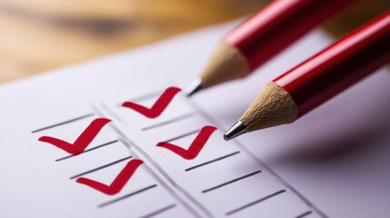 Checklist with red checkmarks beside completed tasks