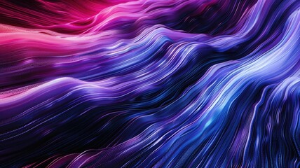 Fototapeta premium Abstract picture micro light sparkling particle represent data flow. Vivid flowing wave with high tech texture, create digital effect scene perfect for energetic and fantasy wallpaper design. AIG53.