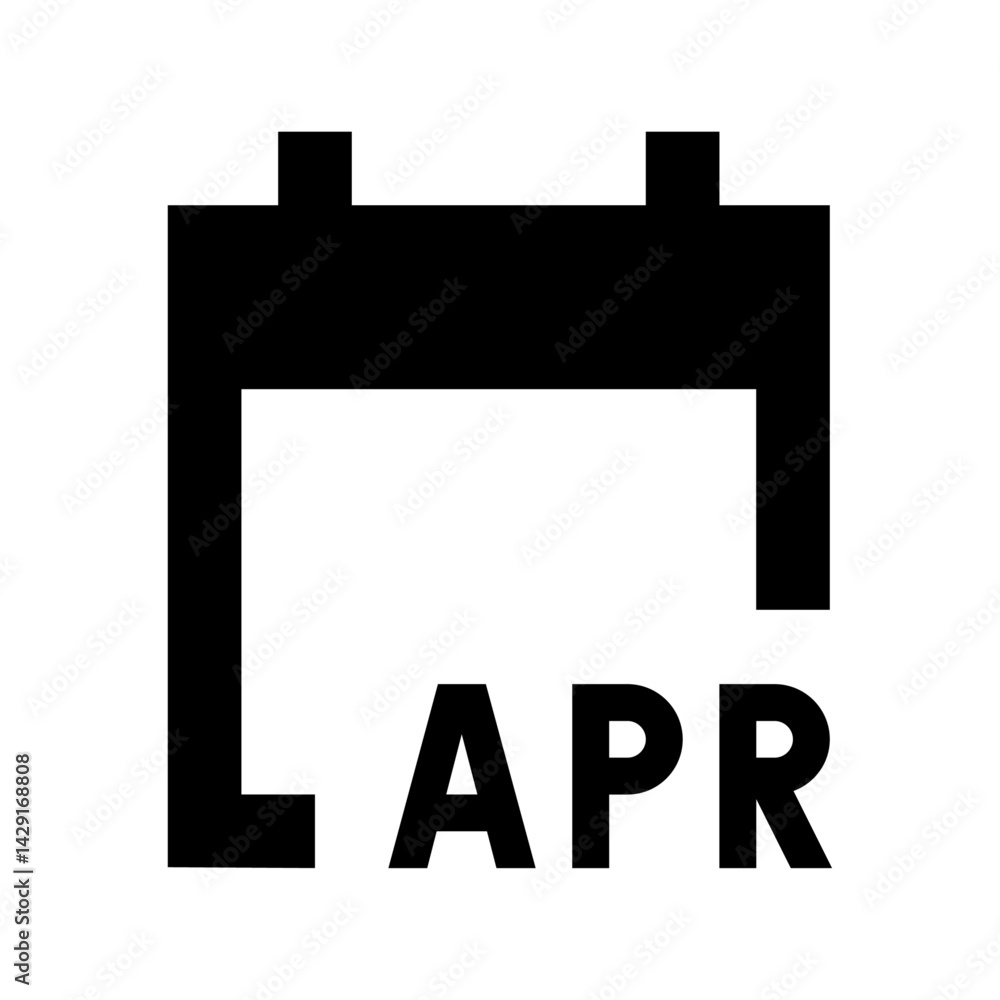 Poster a simple black and white calendar icon displaying the month of april with a minimalist design elemen