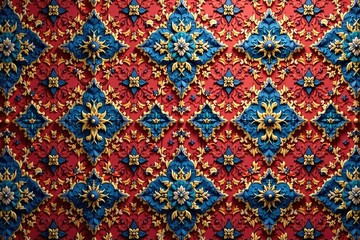 Geometric damask, repeating diamond shapes with acanthus details, design, modern design