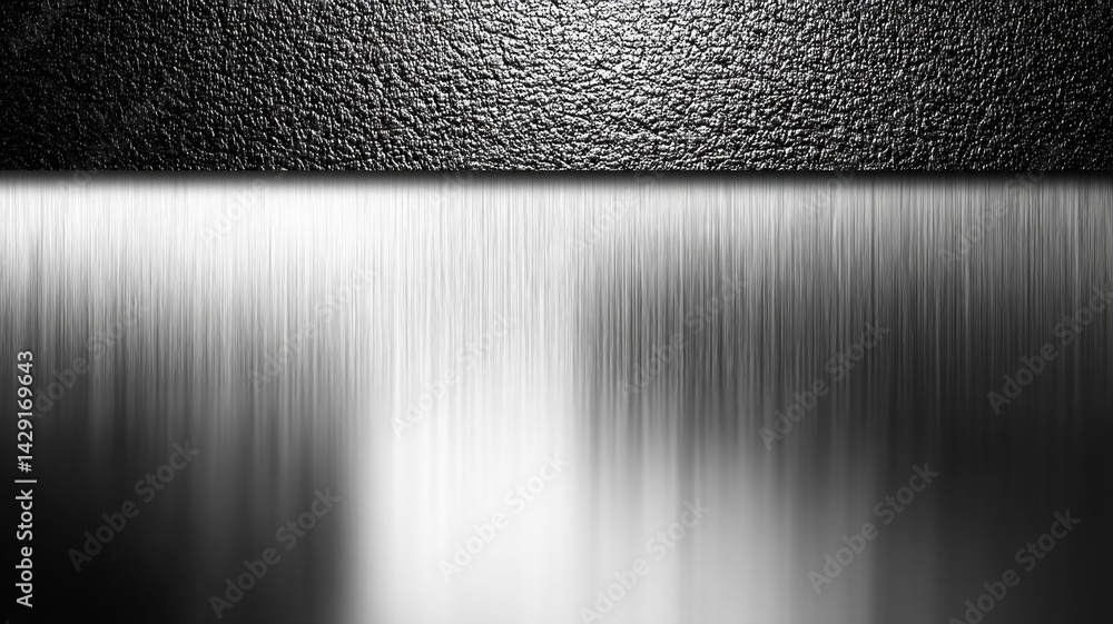 Poster a monochromatic image depicting flowing water, with a smooth gradient effect, creating a tranquil an