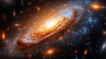 Fototapeta premium The vast expanse of the universe filled with galaxies