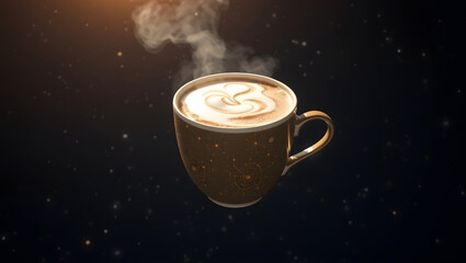 cup of coffee on a dark background