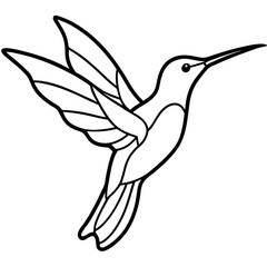 Simple Hummingbird in Continuous Line Vector