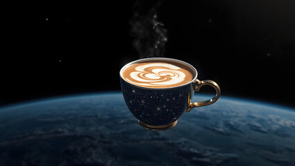 cup of coffee on a dark background
