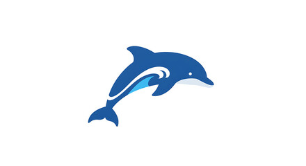 Blue Dolphin Illustration on White Background