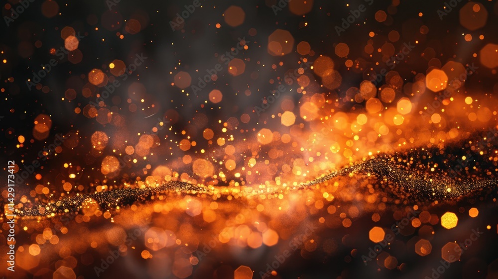 Aufkleber the abstract picture about warm tone colorful particle lighting lights creating a blurred and festiv