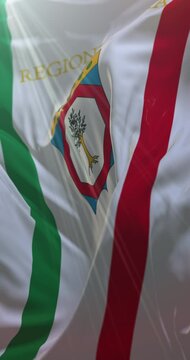 Flag of the italian region of Apulia, Italy. Loop. 4K Vertical