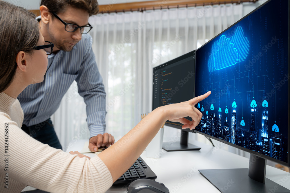 Poster cloud computing software for brisk remote work and personal data storage
