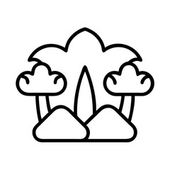 Outline drawing of nature landscape with trees clouds and hills vector illustration art design