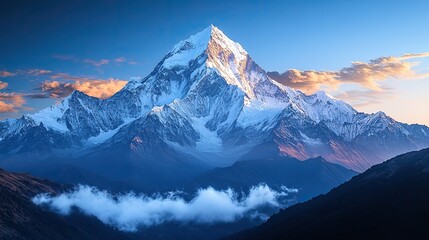 Obraz premium Towering mountains capped with snow under a clear sky