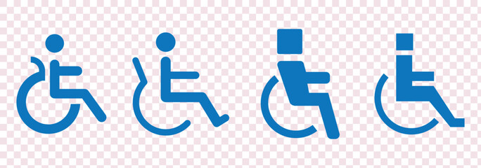 icon wheelchair black outline for web site design and mobile dark mode apps Vector illustration on a white background.