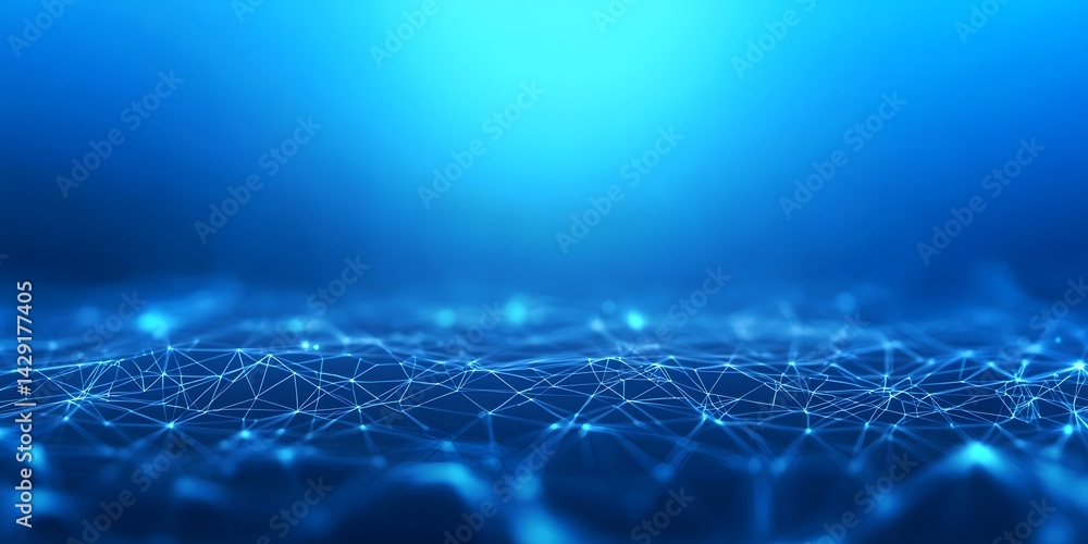 Poster abstract blue digital network background with copyspace