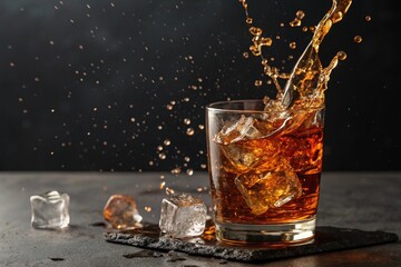 Whiskey on the Rocks with Dramatic Splash - generated by ai