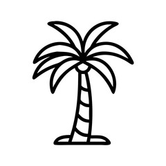 Palm tree vector illustration, tropical tree icon, summer vacation, beach, coconut tree silhouette, outline drawing
