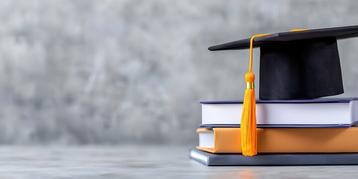 Online education and virtual learning with graduation cap