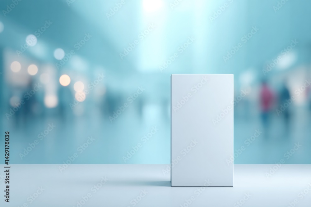 Poster minimalistic scene with clean empty podium for drinks as central focus ample copy space surrounds it