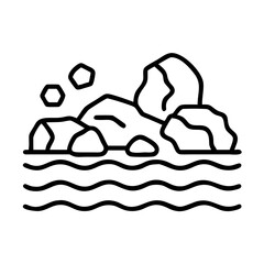 Outline river rocks landscape vector illustration river rocks and water flowing graphic design element © IsratJahan