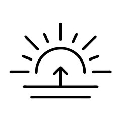 Sunrise sun rays line art horizon arrow up growth development progress success concept vector icon logo design