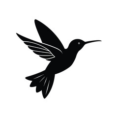 Fototapeta premium hummingbird sipping nectar mid air silhouette art