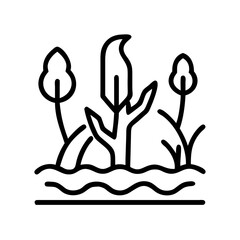 Discover nature scene with trees and water illustration vector design landscape environment icon art