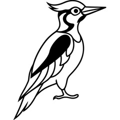 Single Line Woodpecker Vector Art