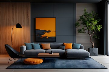 Sophisticated contemporary lounge with cozy Scandinavian styling