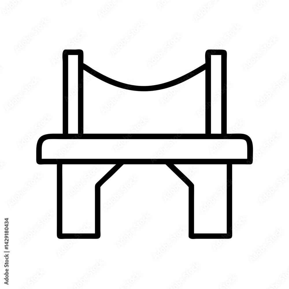 Poster outline bridge structure architecture suspension bridge design engineering construction landmark ico