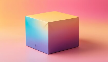 Fototapeta premium Colorful ombre cube box on pastel background ideal for product display presentation mock up design