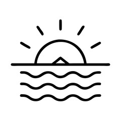Sunrise sunset ocean sea wave water horizon nature landscape travel vacation summer beach line art vector