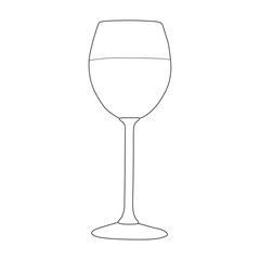 Wine glass line art vector design. Wine glass outline illustration design.