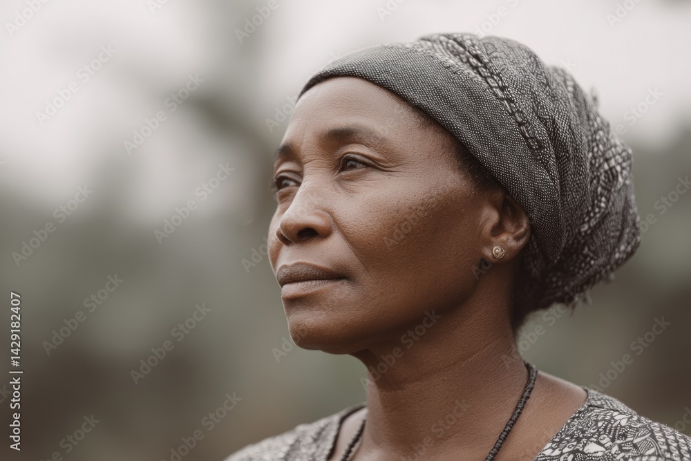 Poster portrait captures rural life with soft-focused background maintaining minimalistic style with ample 