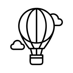 Outline hot air balloon vector illustration with clouds travel adventure journey concept design idea
