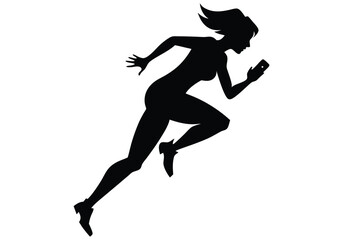 a fragmented silhouette of a woman recoiling isolated on white background