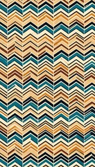 Abstract Chevron Pattern Background Texture Design in Teal Brown Beige and Black Colors