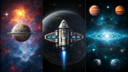 illustrations of science fiction in space