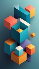 Obraz premium Abstract 3D Geometric Shapes Cubes Design Background Texture Wall Art