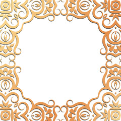 ornate golden frame. A lavish border, with place for text, photographs, artwork. Classic traditional frame with scrolls, swirls.