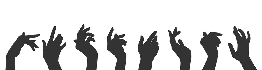 Fototapeta premium Graceful female hand silhouettes. Woman hands gesture set. Vector illustration