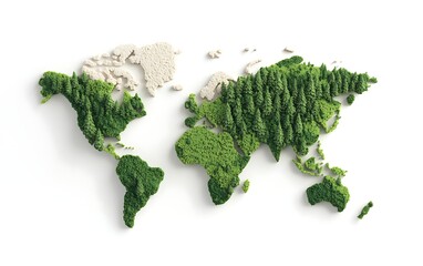 World Map Green Trees