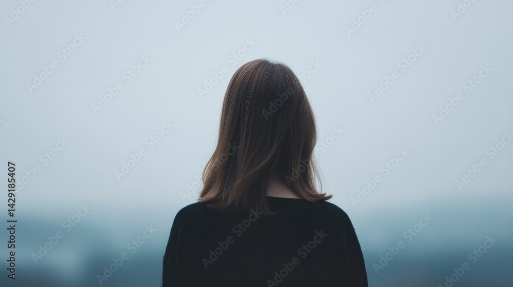 Poster portrait with minimalist touch against blurred background showcasing clean image design and abundant