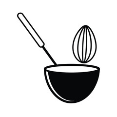 whisk mixing bowl icon vector line art