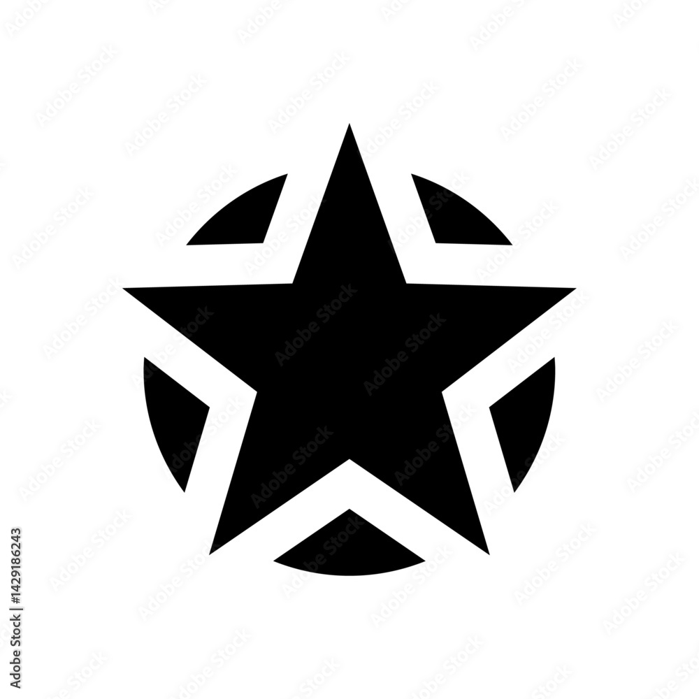 Aufkleber a black star inside a circle with white outline creating a stencil effect and a bold graphic design 