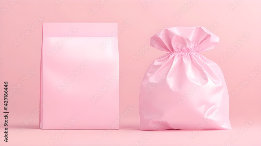 Aufkleber minimalist packaging mockup soft pink background product display studio environment eye-level view c