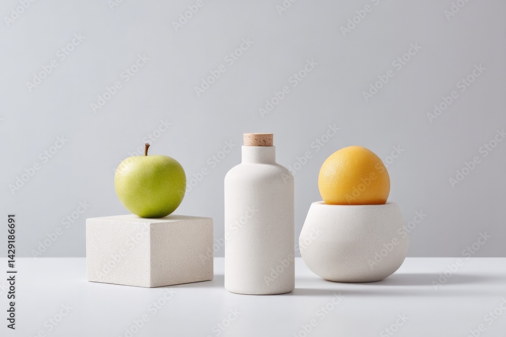 Poster showcase variety of minimalistic objects on plain white background made visually striking through st